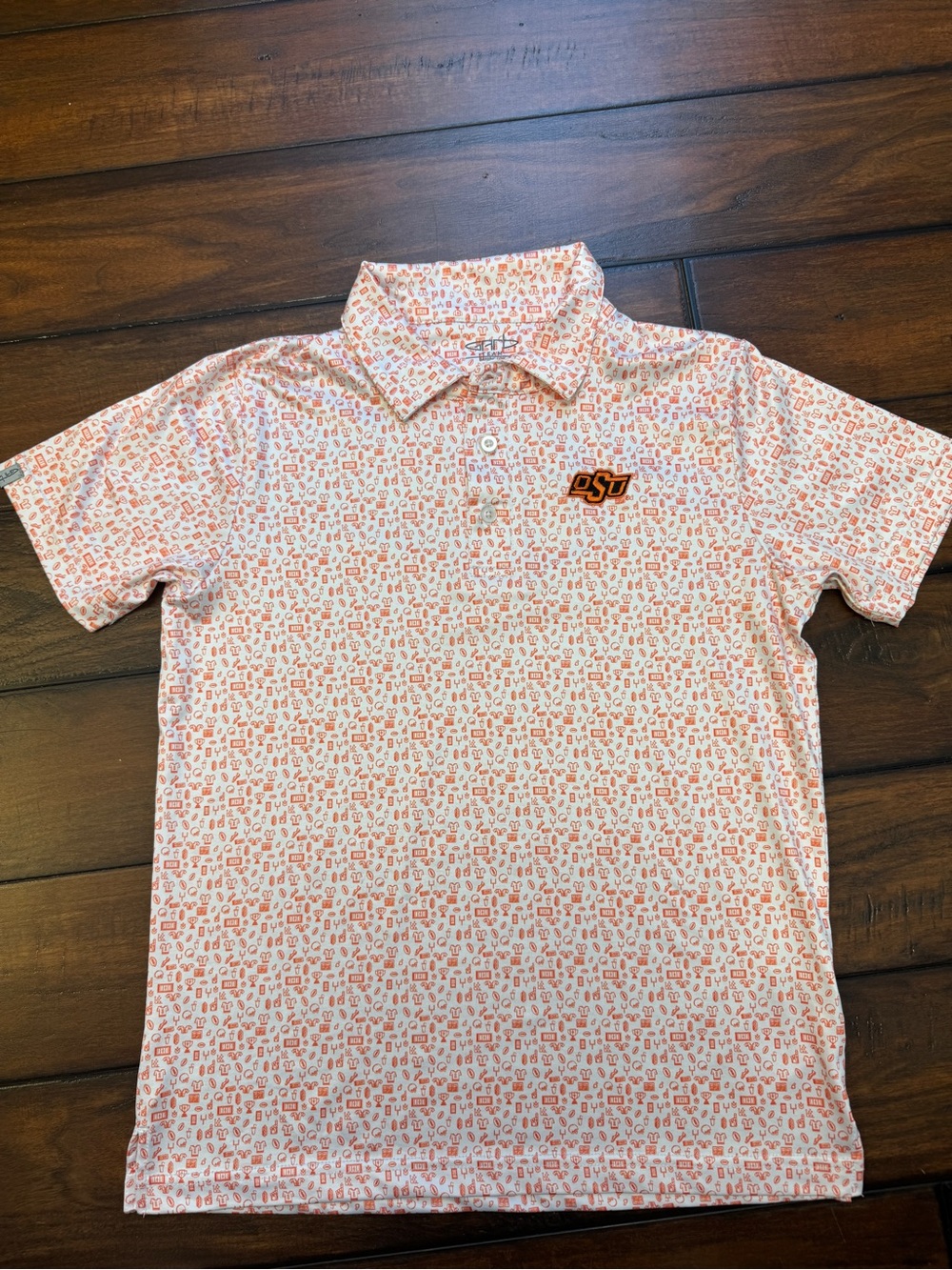 Oklahoma State University Orange Patterned Kids Polo by Garb